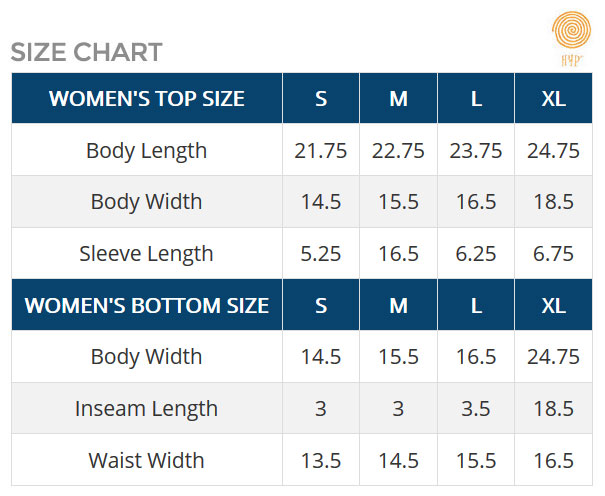 Hyp Sportswear Size Chart