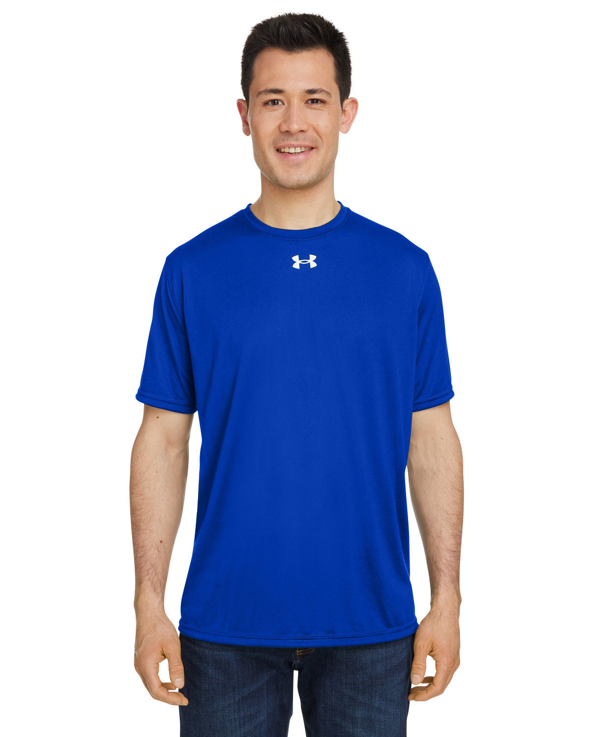 Stacked Under Armour men's performance t-shirts in multiple colors, featuring crew neck, short sleeves, and discreet UA logo on chest.