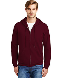 Hanes P180 Men's Full-Zip Hoodie - 50% cotton/50% polyester EcoSmart fleece with double-needle stitching, YKK® zipper, and kangaroo pockets. Made with 5% recycled materials for eco-conscious comfort.