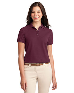 Port Authority L500 Women's Silk Touch Polo - Premium 52% combed cotton/48% poly piqué polo with silky handfeel, contoured fit, and UPF 30+ protection. Ideal for upscale hospitality, country clubs, or refined corporate uniforms.