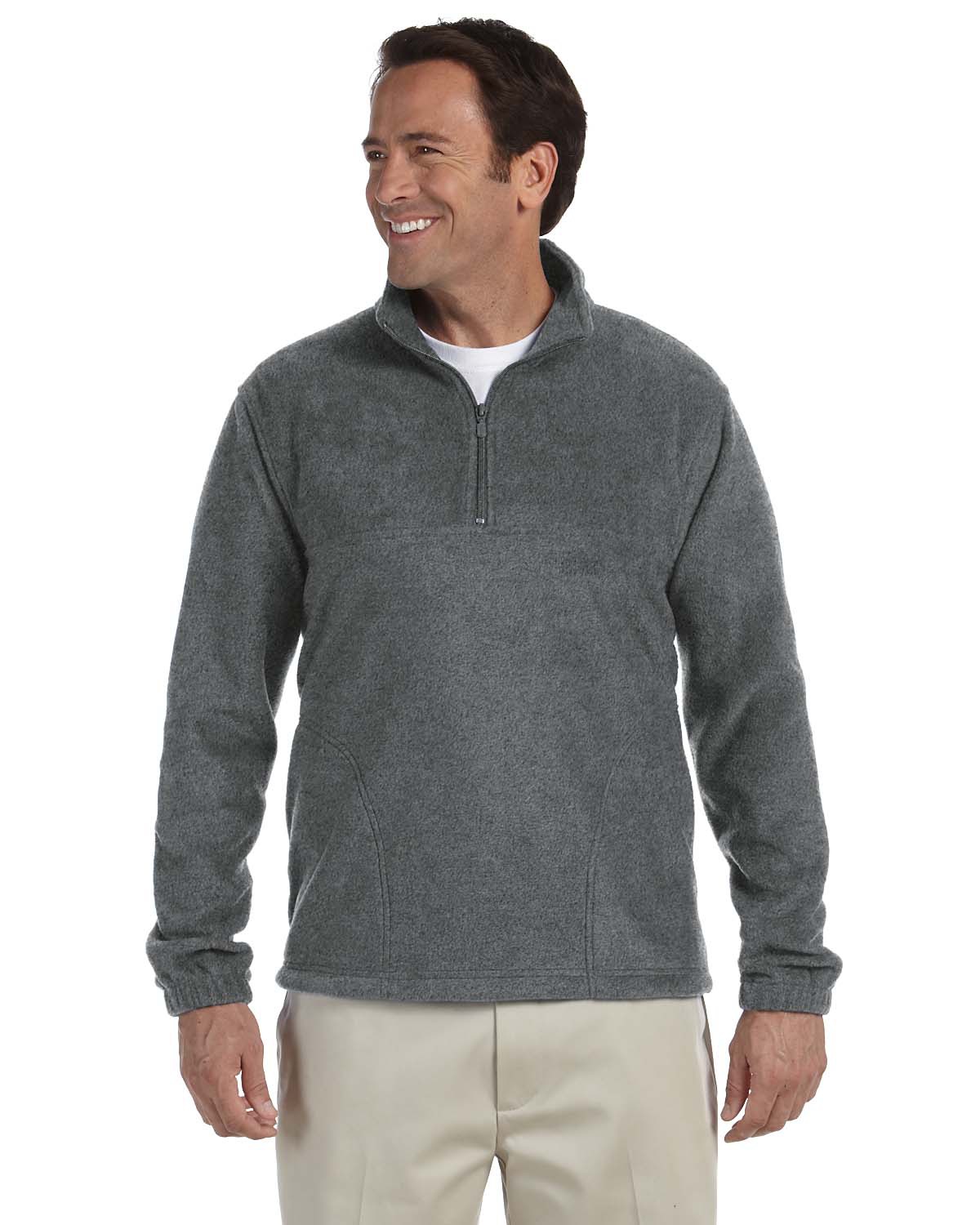 Harriton Men's Quarter Zip Long Sleeve Midweight Pocket Fleece Pullover. M980 | eBay