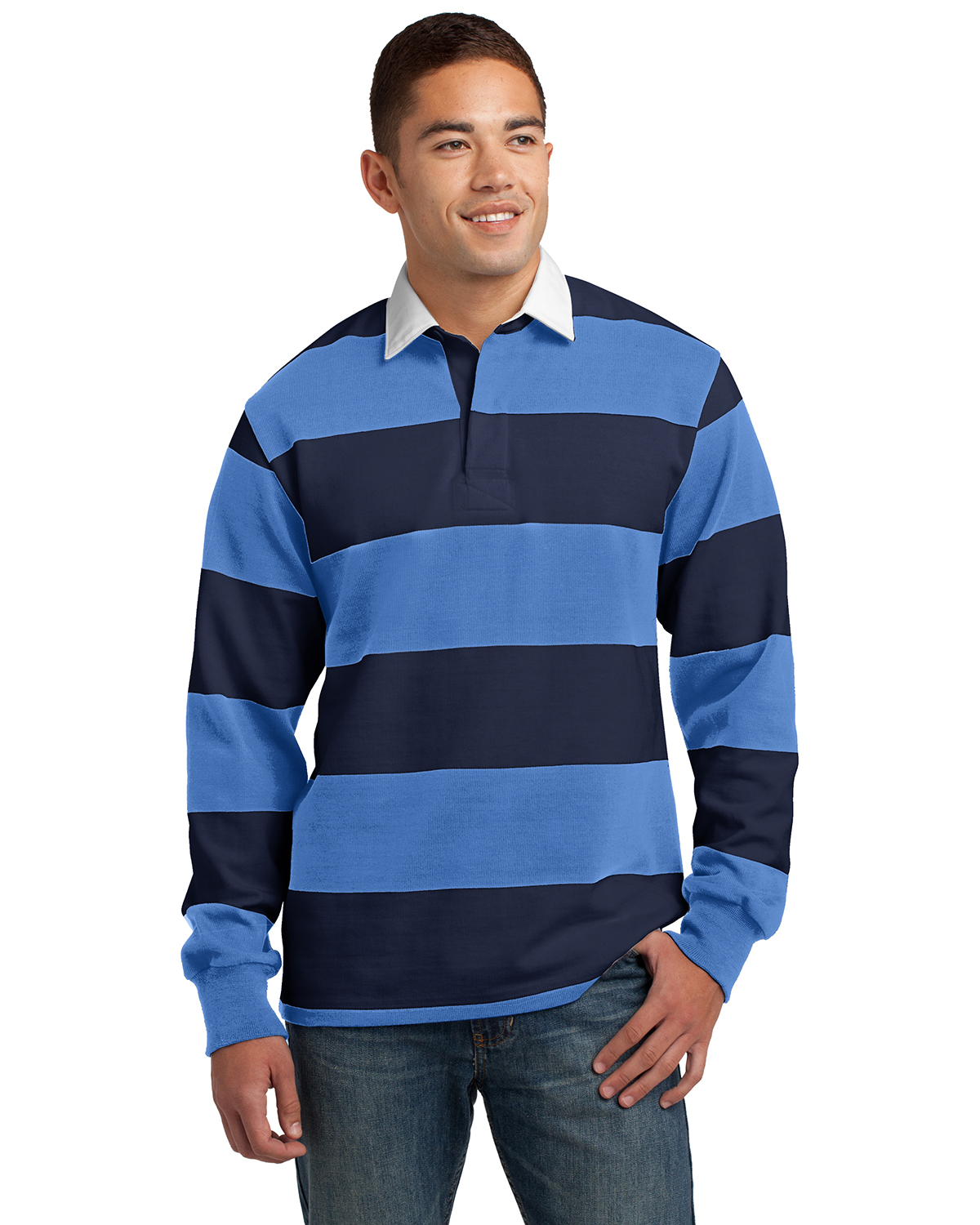 Download Sport-Tek Men's Classic Long Sleeve 100% Cotton Rugby Polo ...