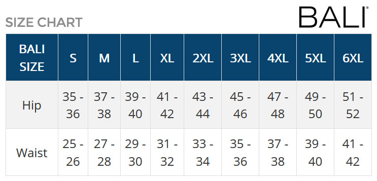 Bali Women S Size Chart