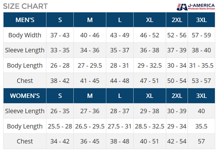 J America Size Chart