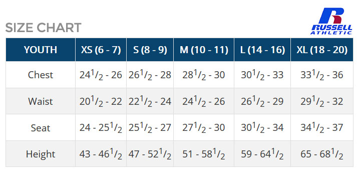 Russell Athletic Size Chart