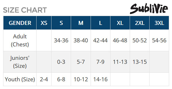 Sublivie Size Chart