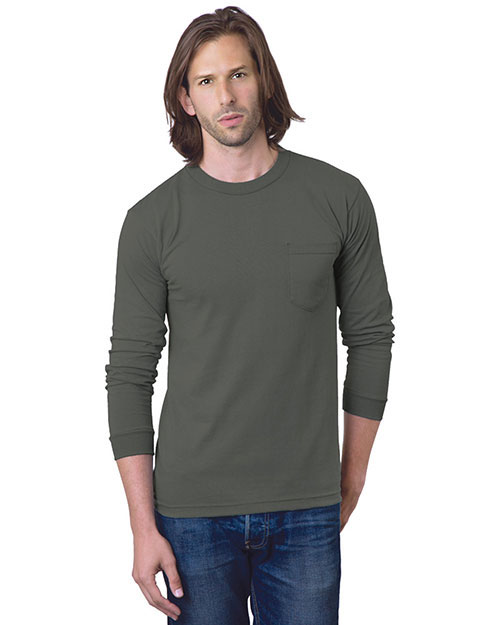 Bayside 8100 Men Long Sleeve Tee with Pocket at GotApparel Bayside 8100 Men Long Sleeve Tee with Pocket at GotApparel